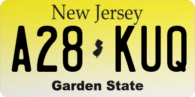 NJ license plate A28KUQ