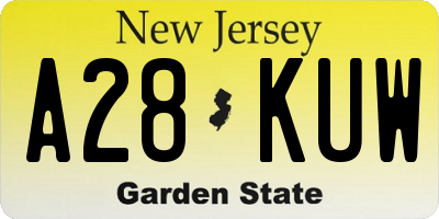 NJ license plate A28KUW