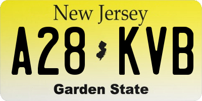 NJ license plate A28KVB