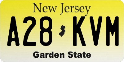 NJ license plate A28KVM