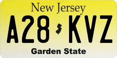 NJ license plate A28KVZ