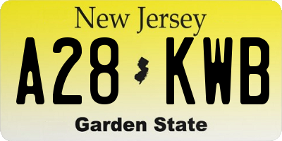 NJ license plate A28KWB