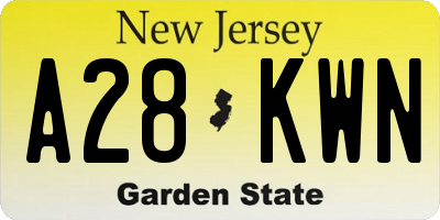 NJ license plate A28KWN