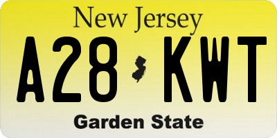 NJ license plate A28KWT