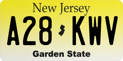 NJ license plate A28KWV