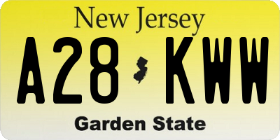 NJ license plate A28KWW