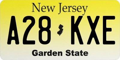 NJ license plate A28KXE