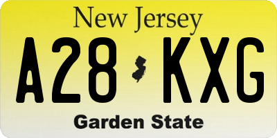 NJ license plate A28KXG