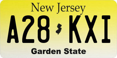 NJ license plate A28KXI