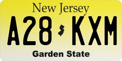 NJ license plate A28KXM