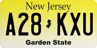 NJ license plate A28KXU
