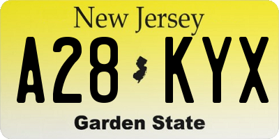 NJ license plate A28KYX