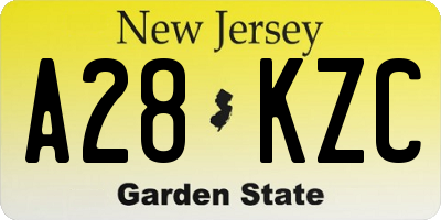 NJ license plate A28KZC