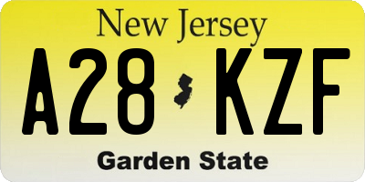 NJ license plate A28KZF