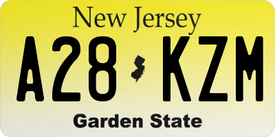 NJ license plate A28KZM