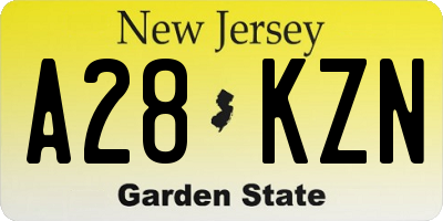 NJ license plate A28KZN