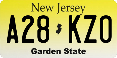 NJ license plate A28KZO