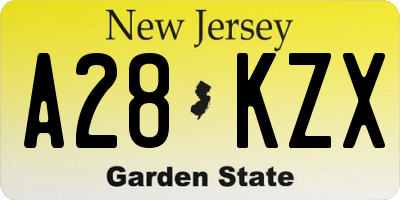 NJ license plate A28KZX