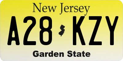 NJ license plate A28KZY