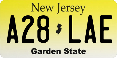 NJ license plate A28LAE