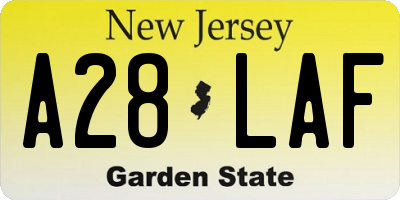 NJ license plate A28LAF