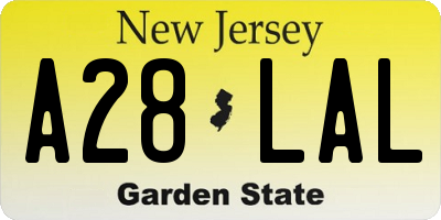 NJ license plate A28LAL