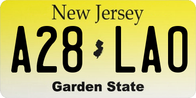 NJ license plate A28LAO