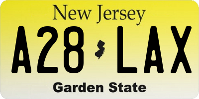 NJ license plate A28LAX