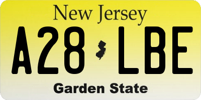 NJ license plate A28LBE
