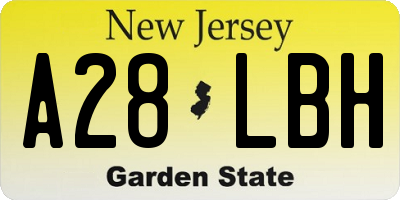 NJ license plate A28LBH