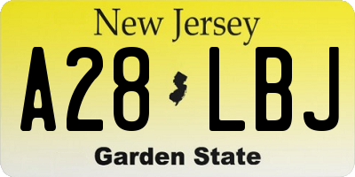 NJ license plate A28LBJ