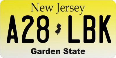 NJ license plate A28LBK