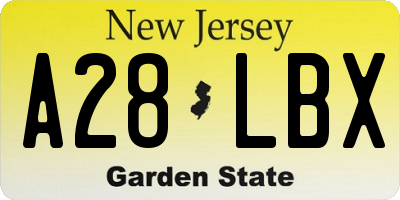 NJ license plate A28LBX