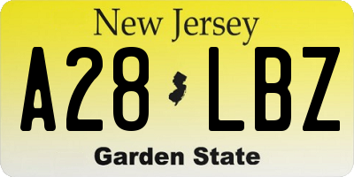 NJ license plate A28LBZ