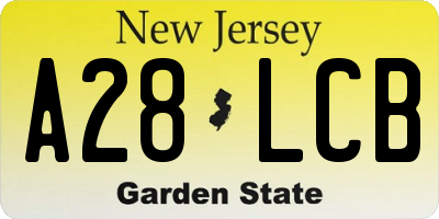 NJ license plate A28LCB
