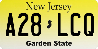 NJ license plate A28LCQ