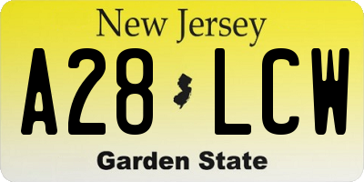 NJ license plate A28LCW