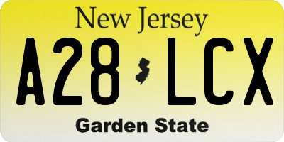 NJ license plate A28LCX