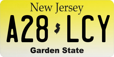 NJ license plate A28LCY