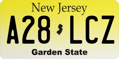 NJ license plate A28LCZ