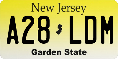NJ license plate A28LDM