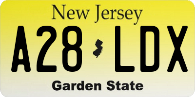 NJ license plate A28LDX