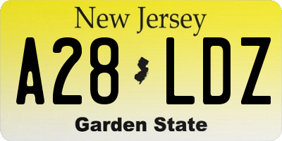 NJ license plate A28LDZ