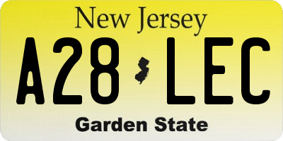 NJ license plate A28LEC
