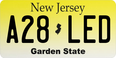 NJ license plate A28LED
