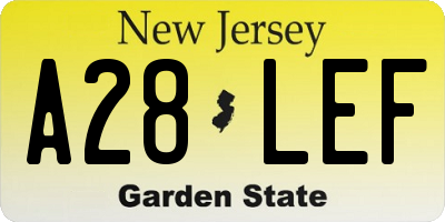 NJ license plate A28LEF