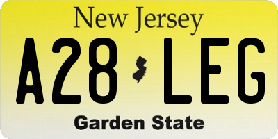 NJ license plate A28LEG