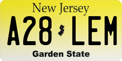 NJ license plate A28LEM