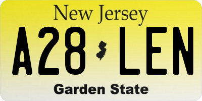 NJ license plate A28LEN