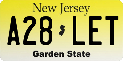 NJ license plate A28LET